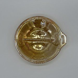Vintage Iridescent Glass Relish/Candy/Nut Dish w/Tab Handle Footed